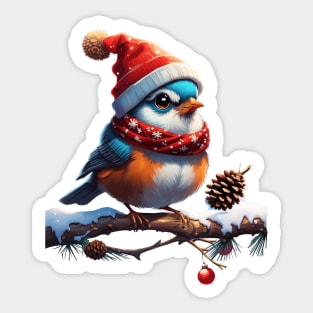 Sweet little and friendly christmas bird Sticker